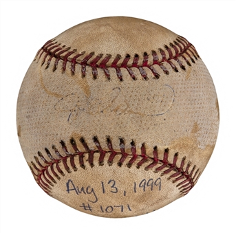1999 Jesse Orosco Game Used and Signed Baseball From Record Tying Career Appearace #1071 Passing Hoyt Wilhelm (Orosco Agent LOA)